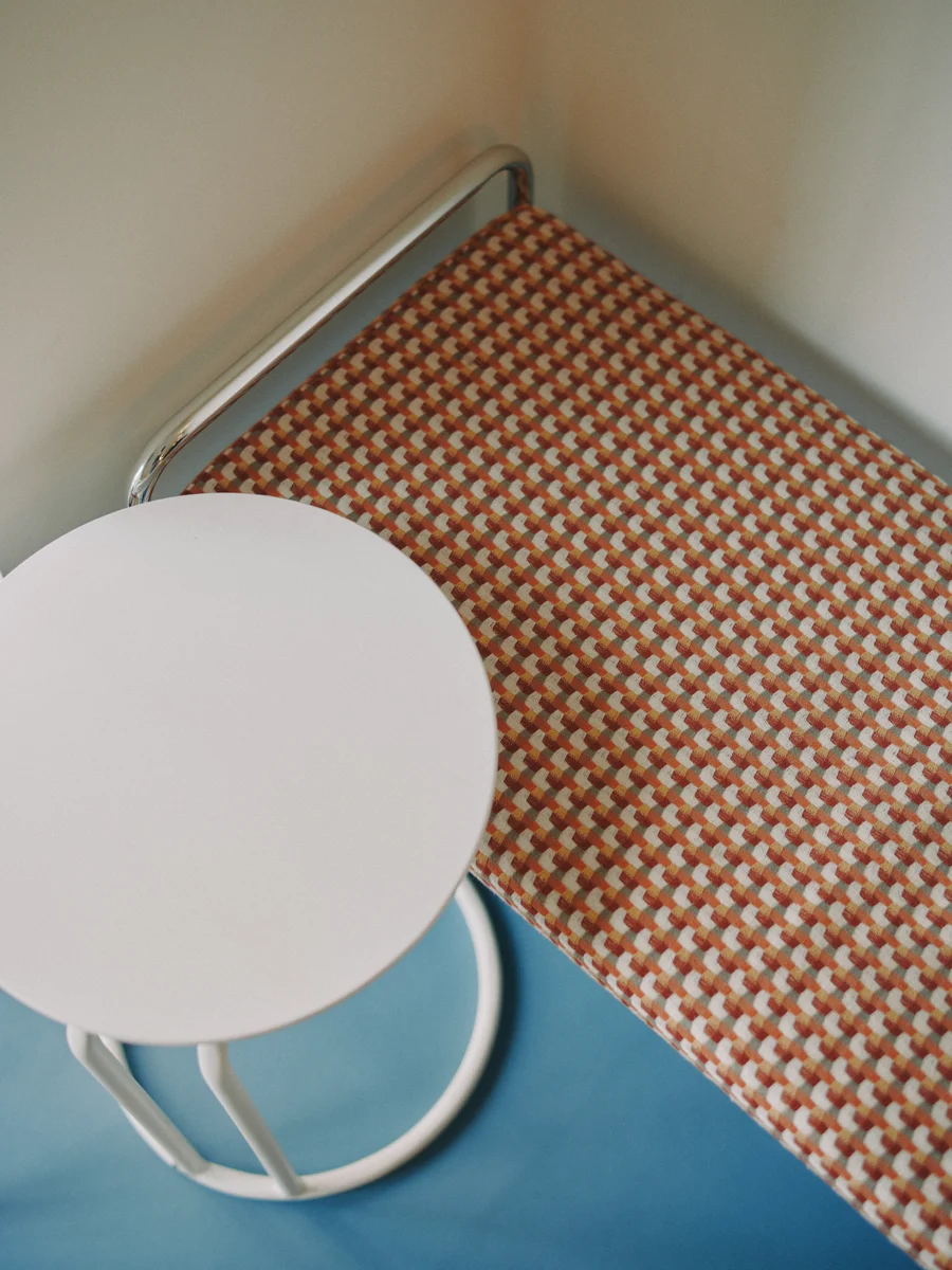 A geometric chair and table